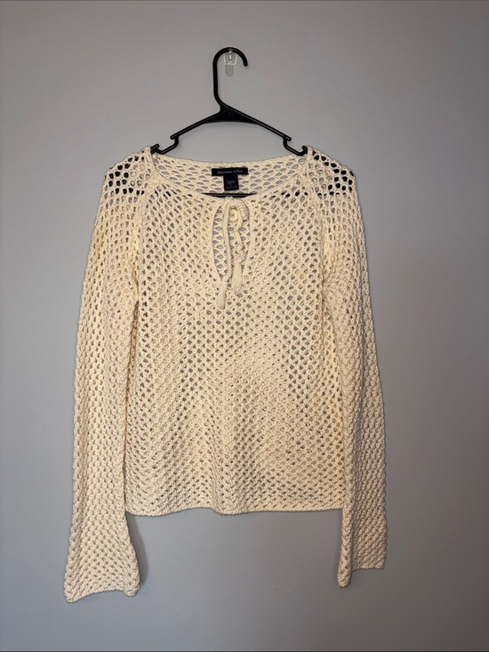 Abercrombie & Fitch Tops - Abercrombie & Fitch Cream Boho Open-Knit Tie Detail Sweater Large